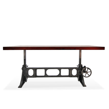 Delta Industrial Dining Adjustable Height Cast Iron Base Mahogany Rustic Dining Table Rustic Deco