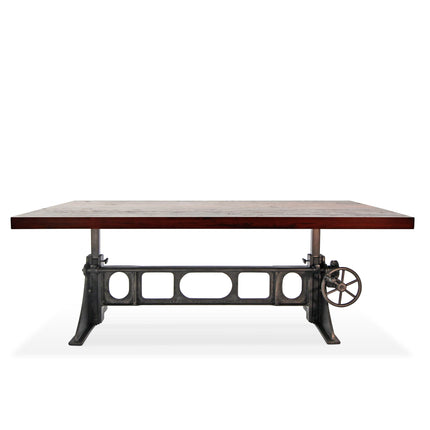 Delta Industrial Dining Adjustable Height Cast Iron Base Mahogany Rustic Dining Table Rustic Deco