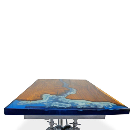 Walnut Burl Dining Tabletop - Blue Ocean Beach Epoxy - 60 x 36 x 2" DIY Rustic Deco