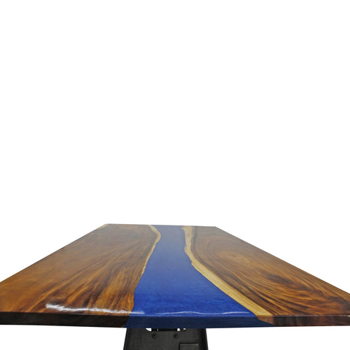 Walnut Live Edge Burl Dining Tabletop - Deep Blue River Epoxy - 96 x 48 x 2" DIY Rustic Deco