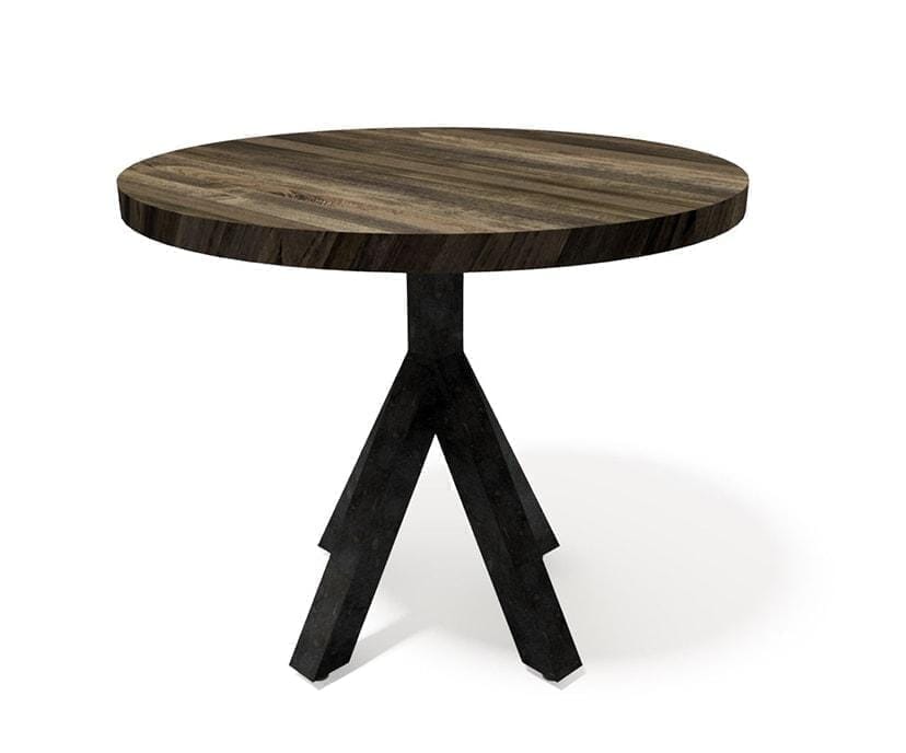 Bistro Large Round Restaurant Table, Wood Top, Metal Base
