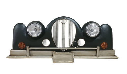 Classic Car 3D Metal Wall Art - Working Headlights - RR Retro - 65" x 27" - Rustic Deco Incorporated