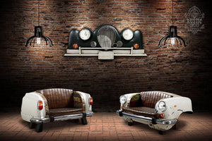 Classic Car 3D Metal Wall Art - Working Headlights - RR Retro - 65" x 27" - Rustic Deco Incorporated