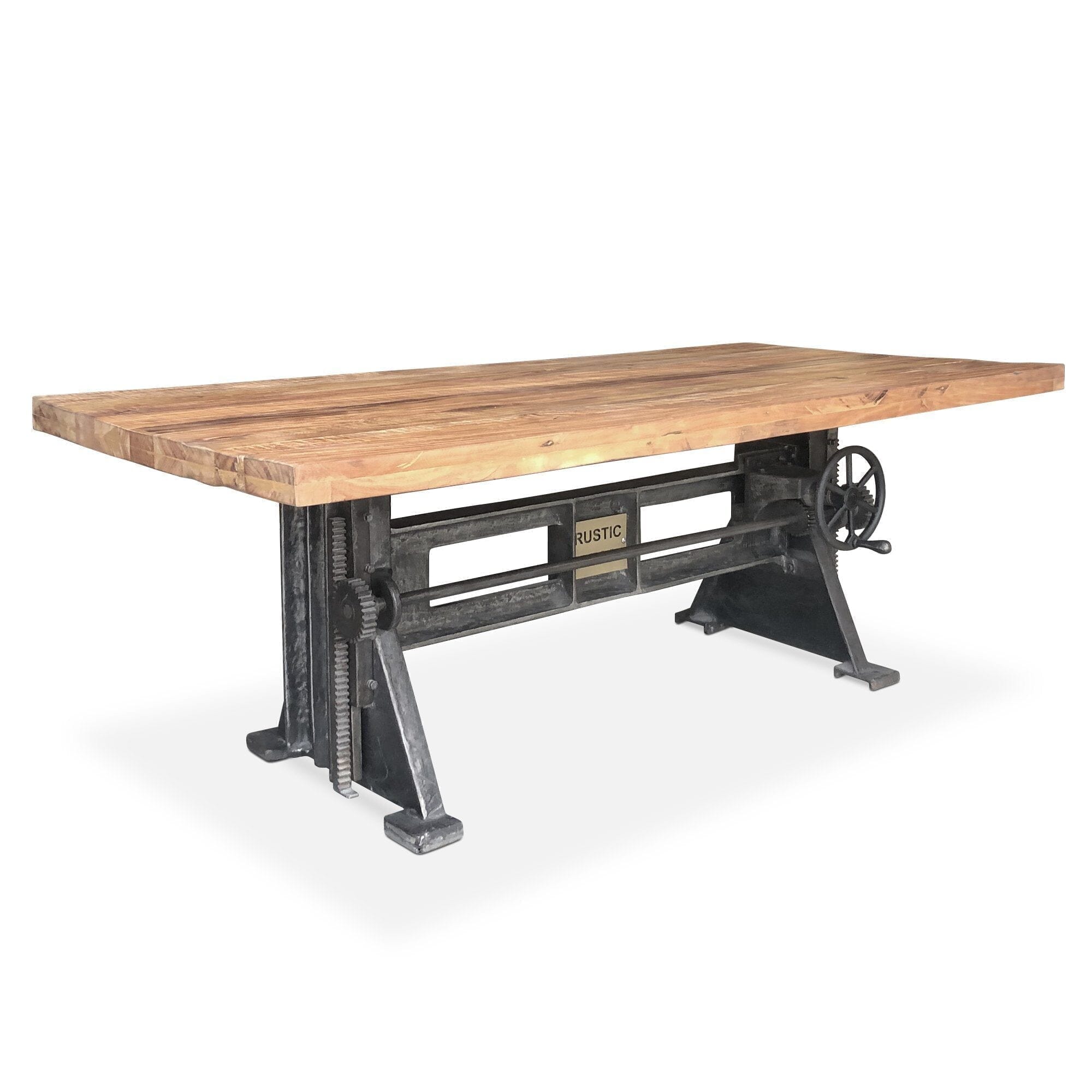Craftsman Industrial Dining Table - Adjustable Height Iron Base