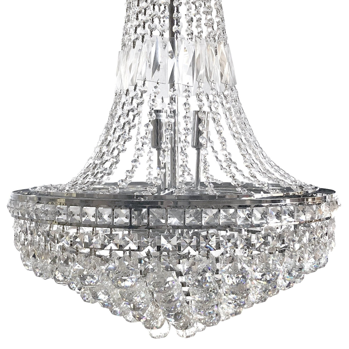 French Empire Crystal Chandelier - Polished Chrome - European - 46