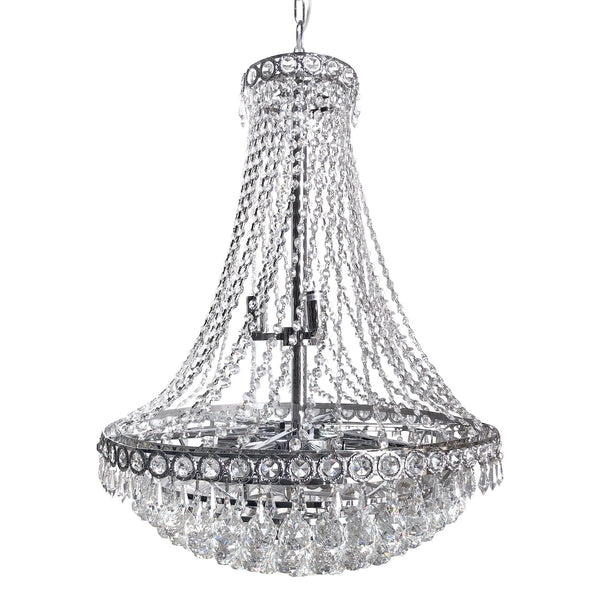 French Empire Tiered Crystal Chandelier - Chrome - Art Deco - 30