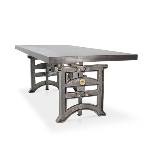 Harvester Industrial Executive Desk - Cast Iron Adjustable Base – Gray Top - Rustic Deco Incorporated