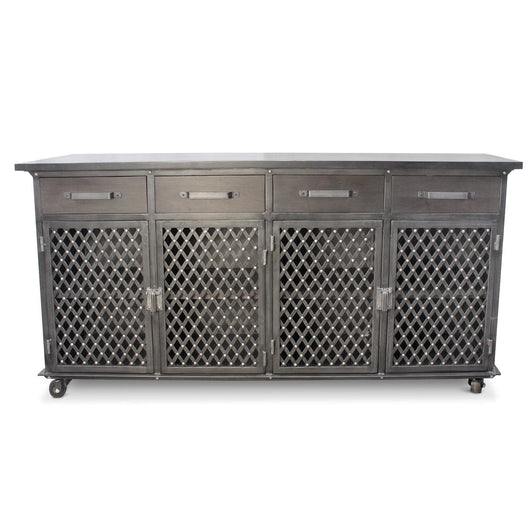 Industrial Bar Cart Console Mobile Storage Cabinet - Casters - Metal Frame