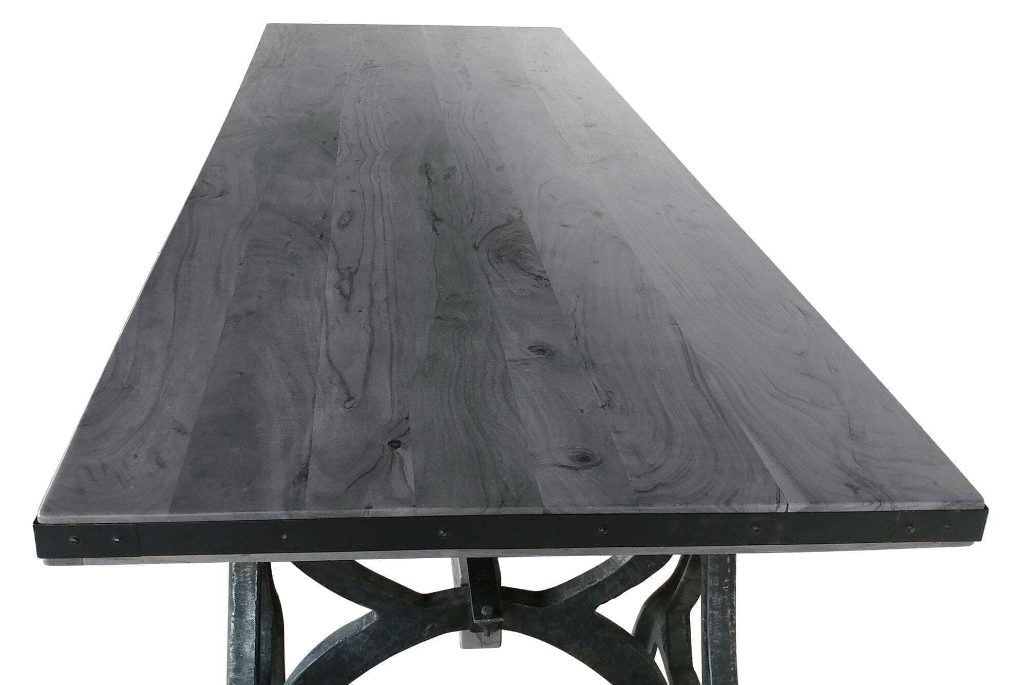 Industrial Sawhorse Conference Table - Iron Base - Wood Beam