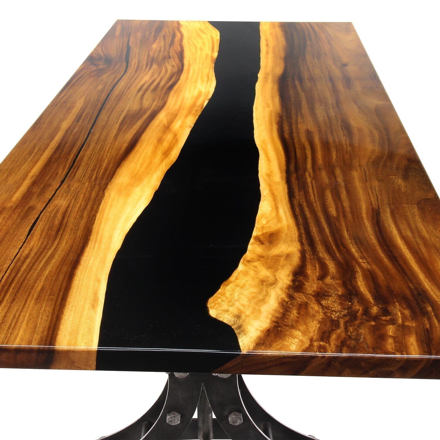 Oval walnut and black epoxy resin table O06L, Shipping 1-2 day