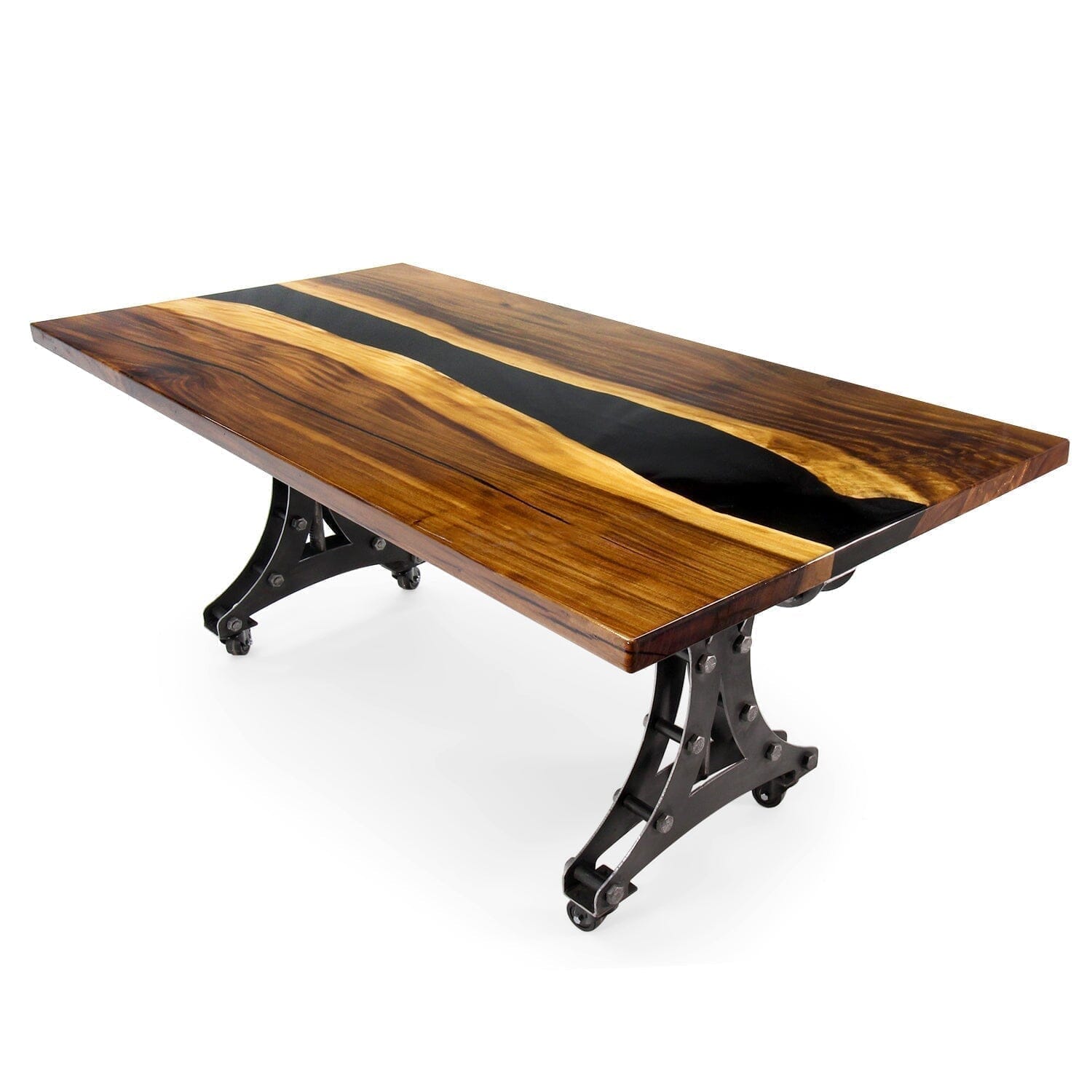 Walnut Live Edge Slab Dining Table Top - Black River Epoxy - 80 x