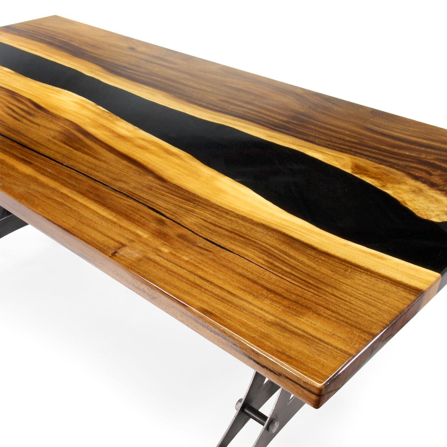 Black Epoxy Resin & Walnut Wood Slab Table - Lancaster Live Edge