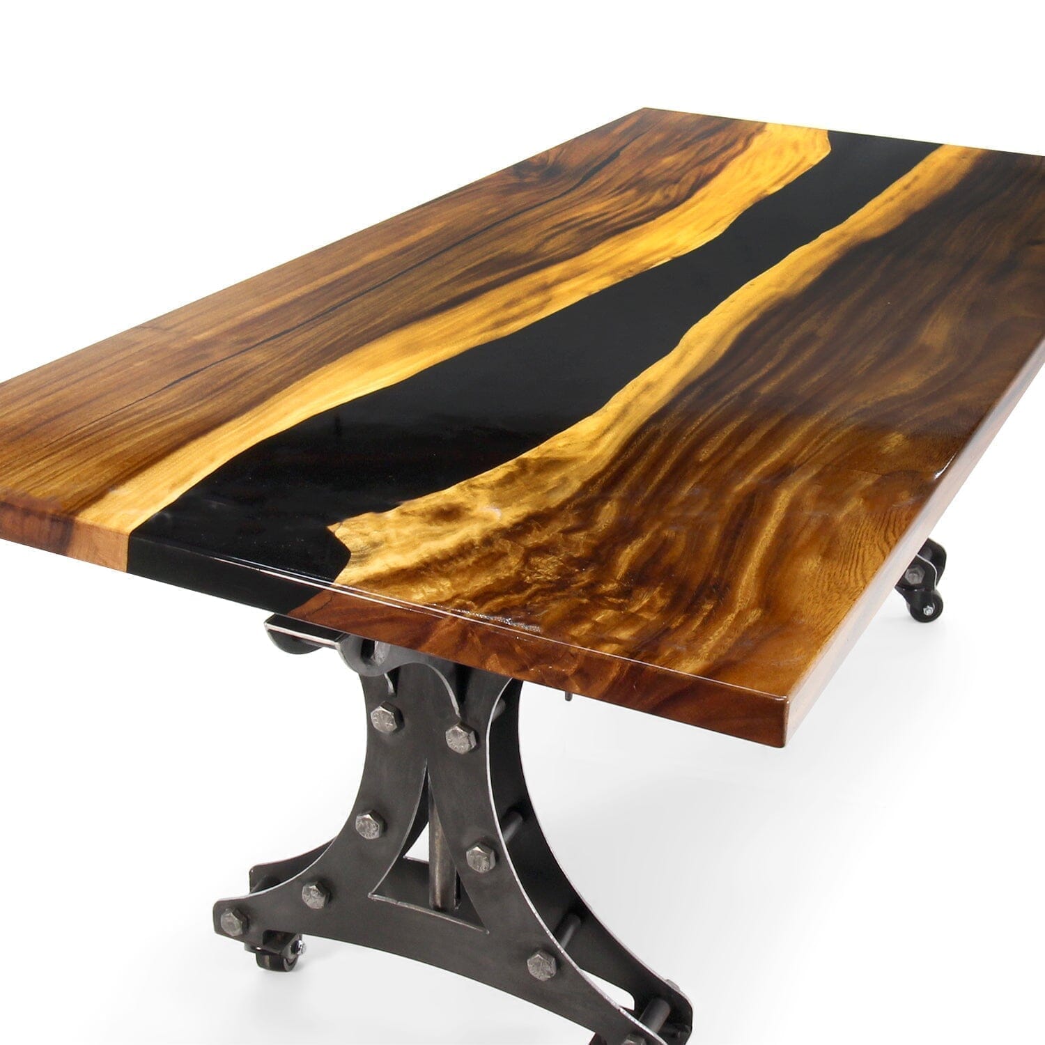 New Hot Sale Black and Wood Epoxy Dining Table Black Walnut Wood Epoxy Resin  River Table - AliExpress