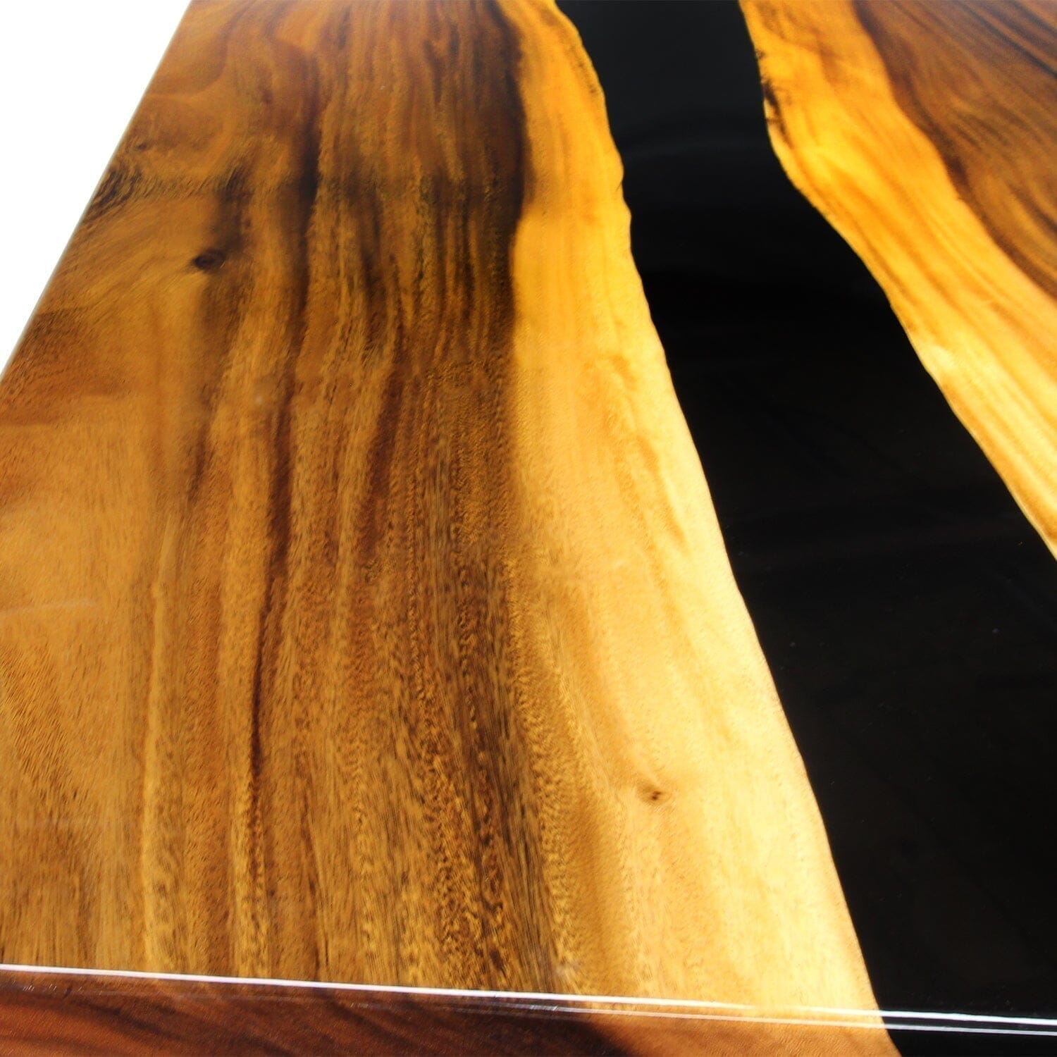 Black Epoxy Resin & Walnut Wood Slab Table - Lancaster Live Edge