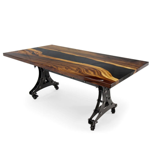 Walnut Live Edge Slab Dining Tabletop - Black River Epoxy - 80 x 40 x 2" - Rustic Deco Incorporated